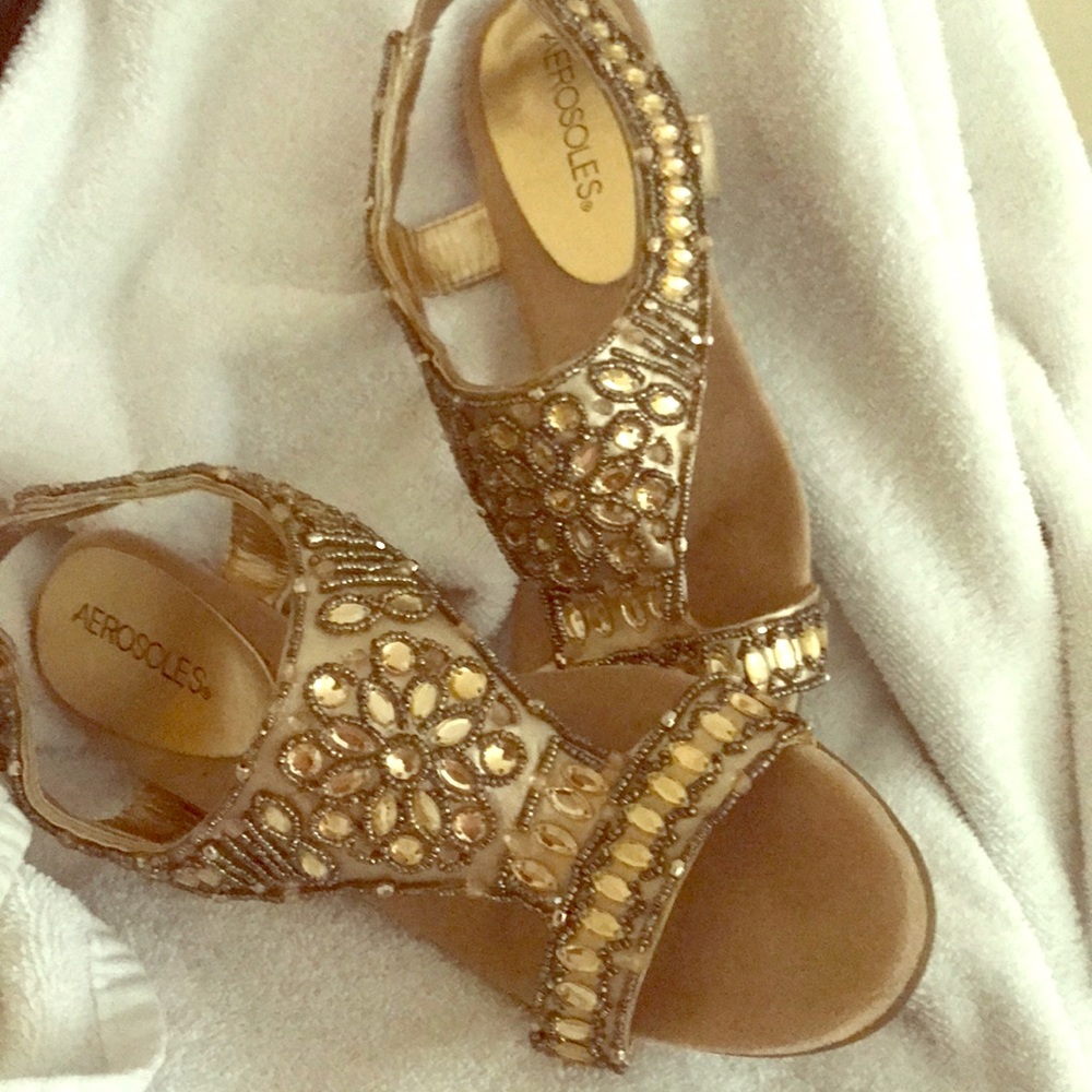 Gold evening sandals